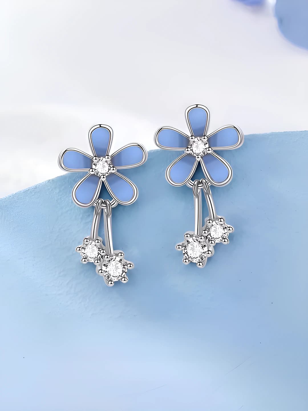 Blue floral earrings