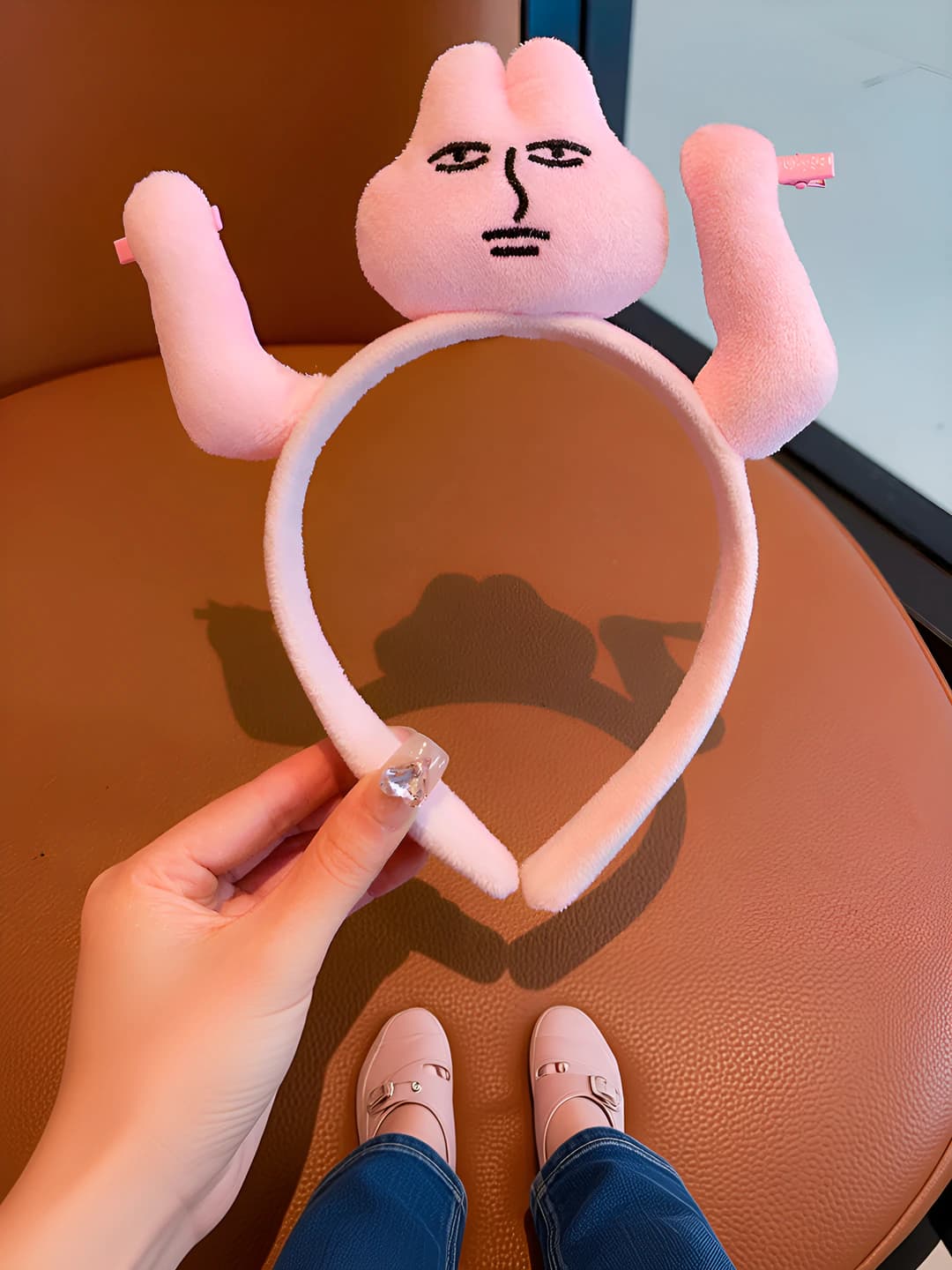 Pink bunny plush headband
