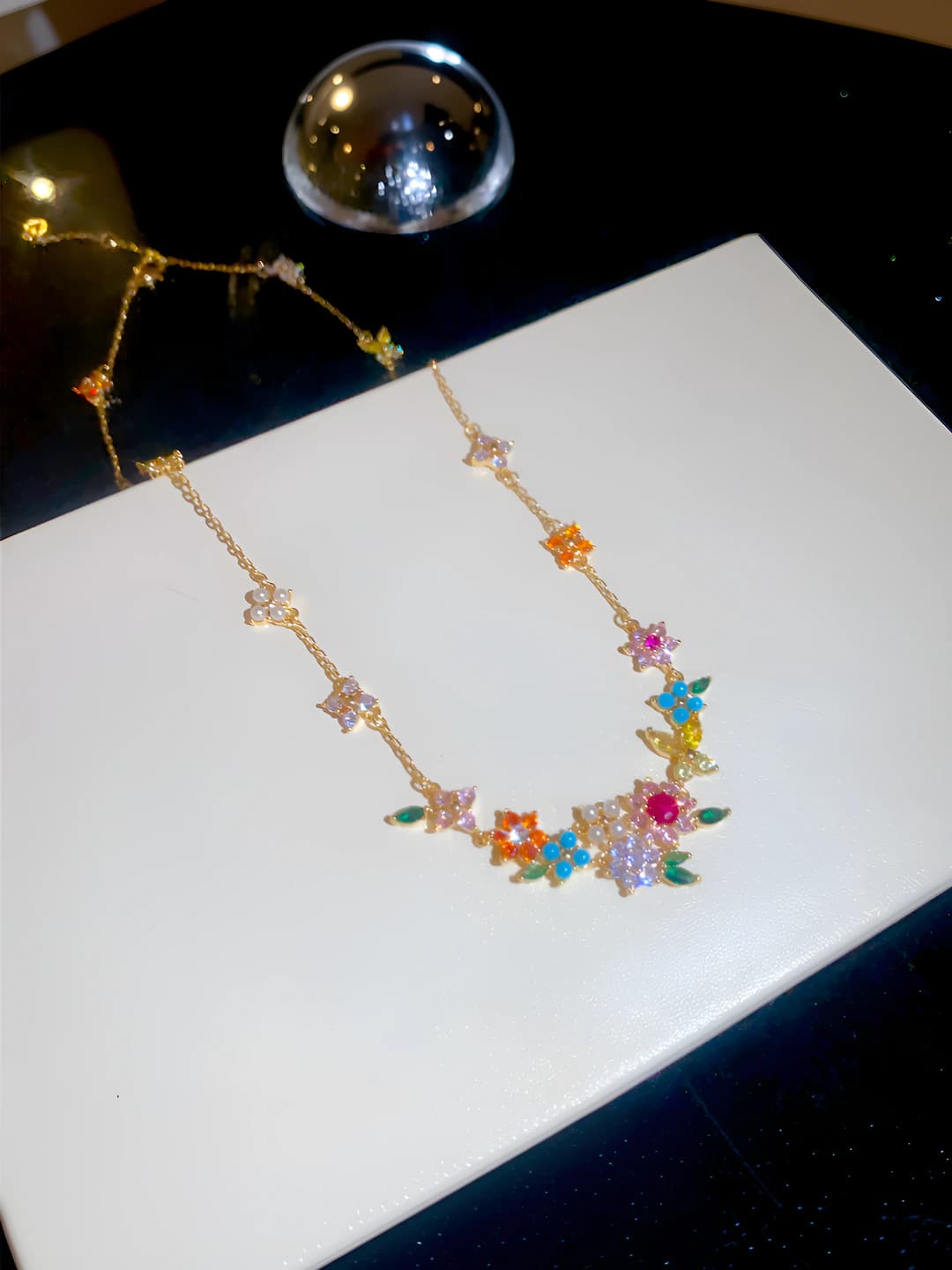 Necklace - Gold - Multicolour (Real gold plating)