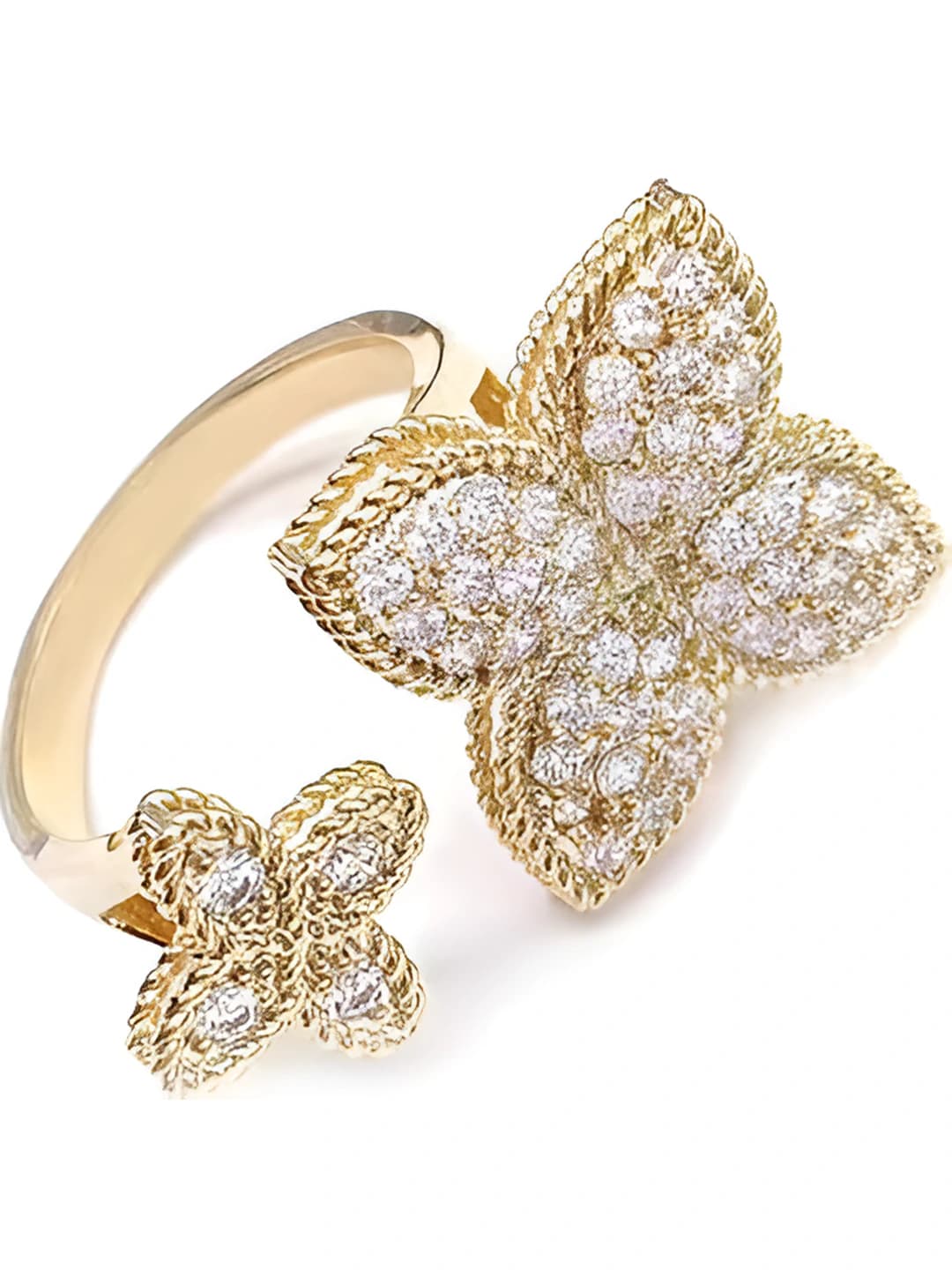 Gold micro-set clover ring