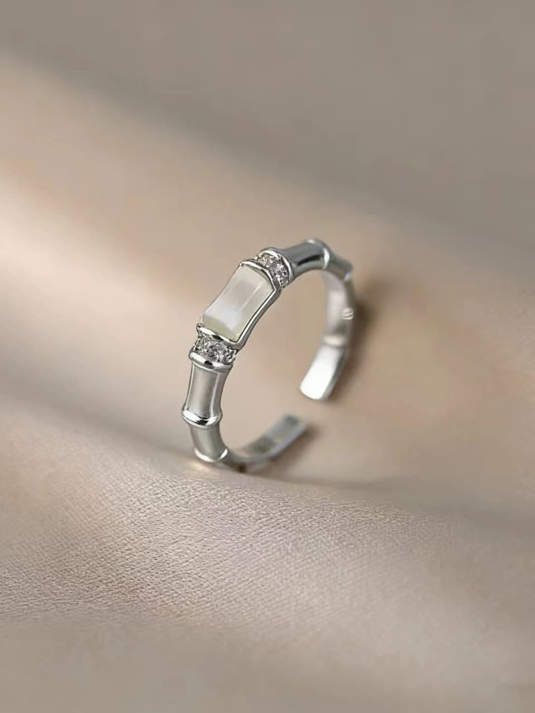 Bamboo shape silver ring