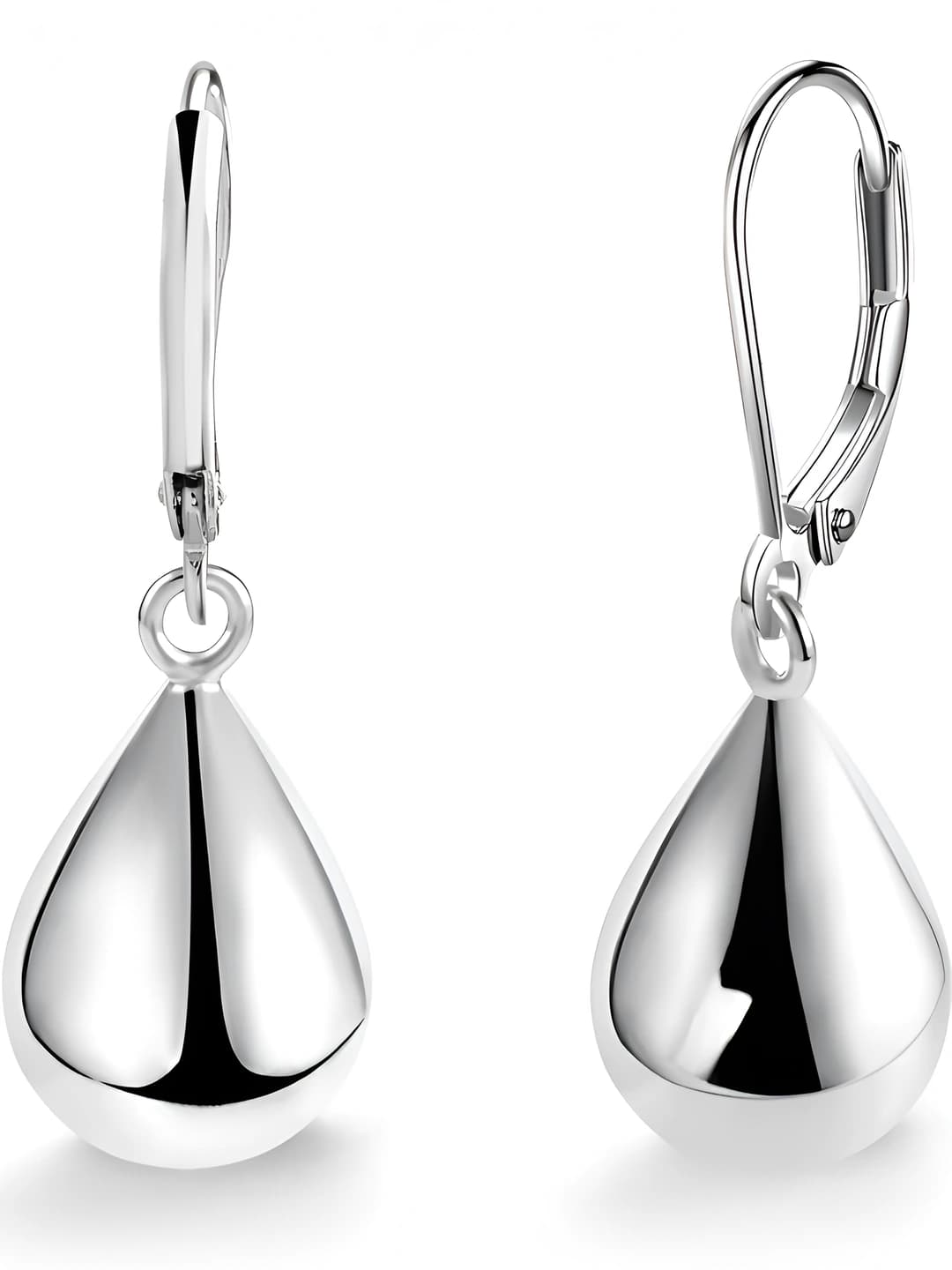 Silver, hollow teardrop pendants, 1 pair