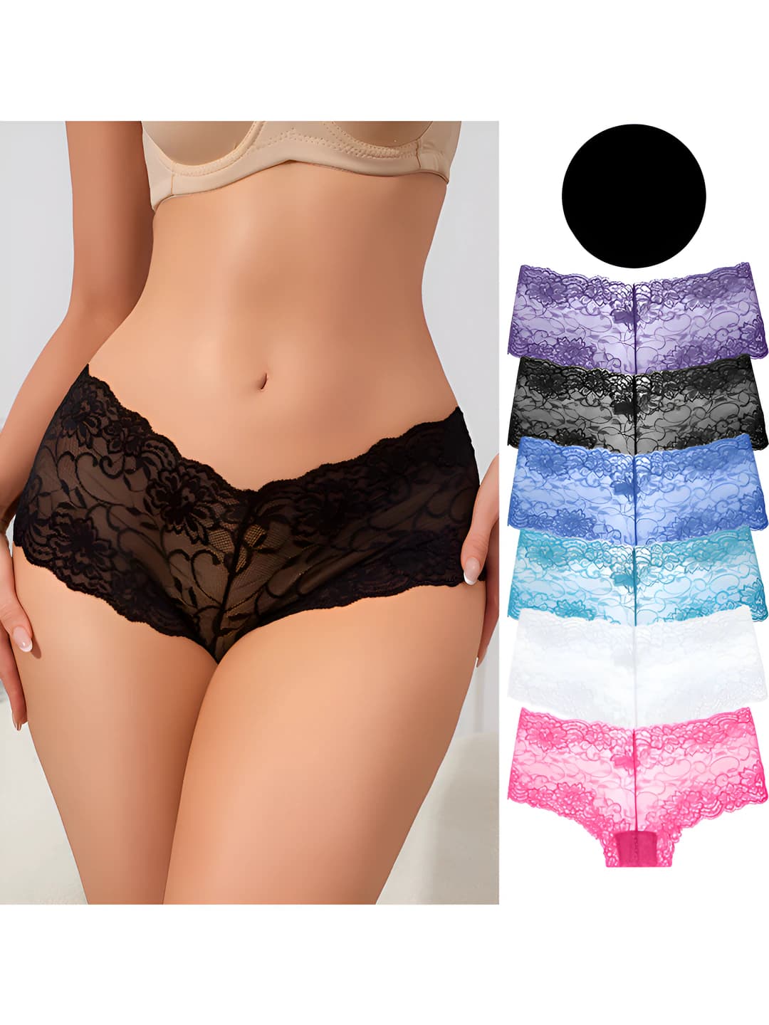 Women's lace low waist briefs, solid colour, summer, breathable, hip-lifting