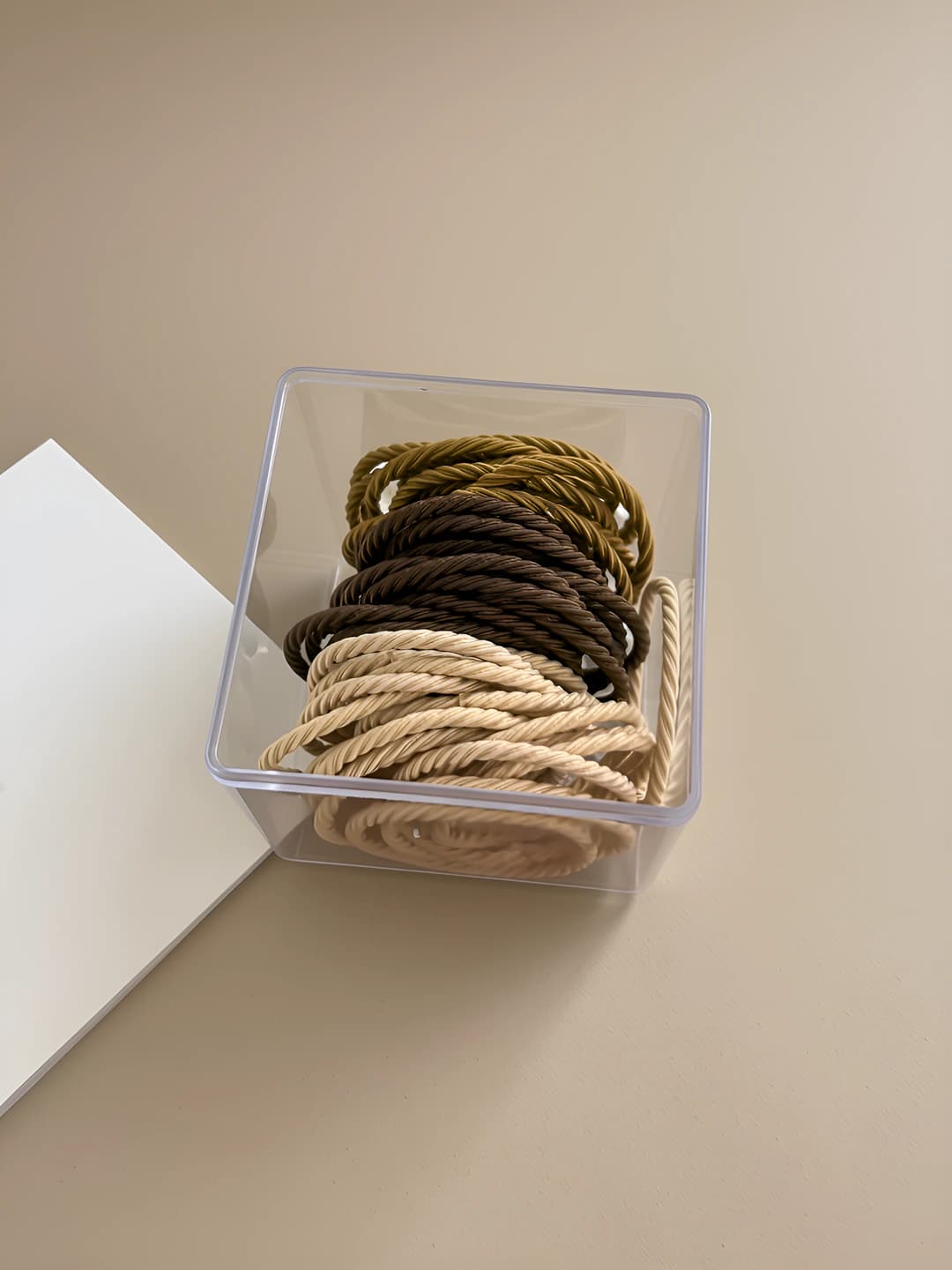Caramel elastic rubber hair tie-50 pcs