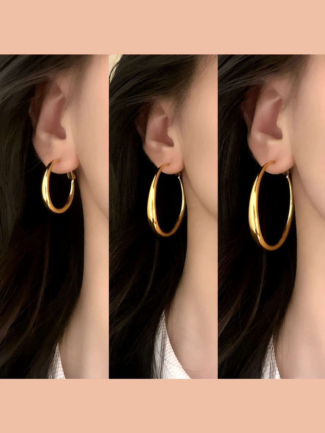 Женские серьги-кольца из меди с покрытием 18K золотом, геометрический дизайн