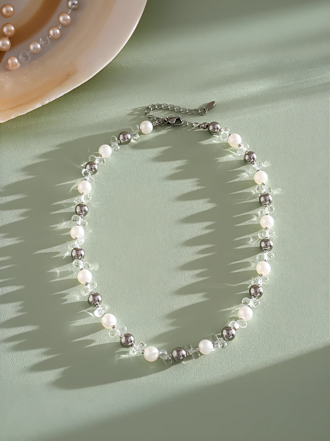 Necklace - silver - white