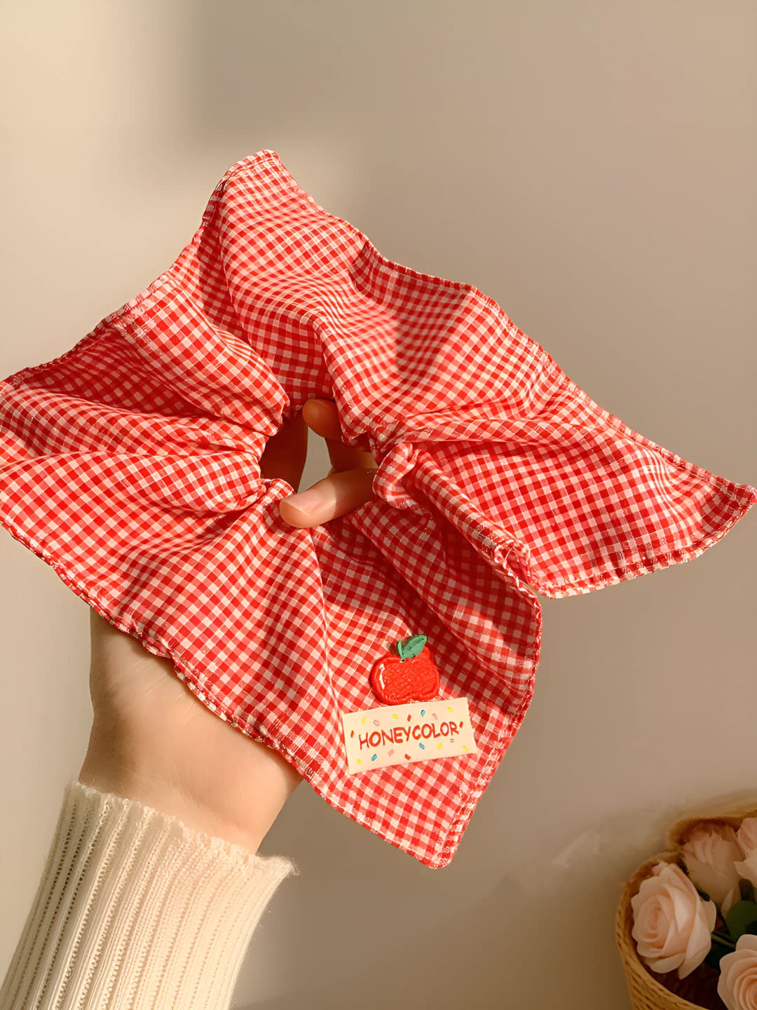 1# Red plaid square 21*22 cm