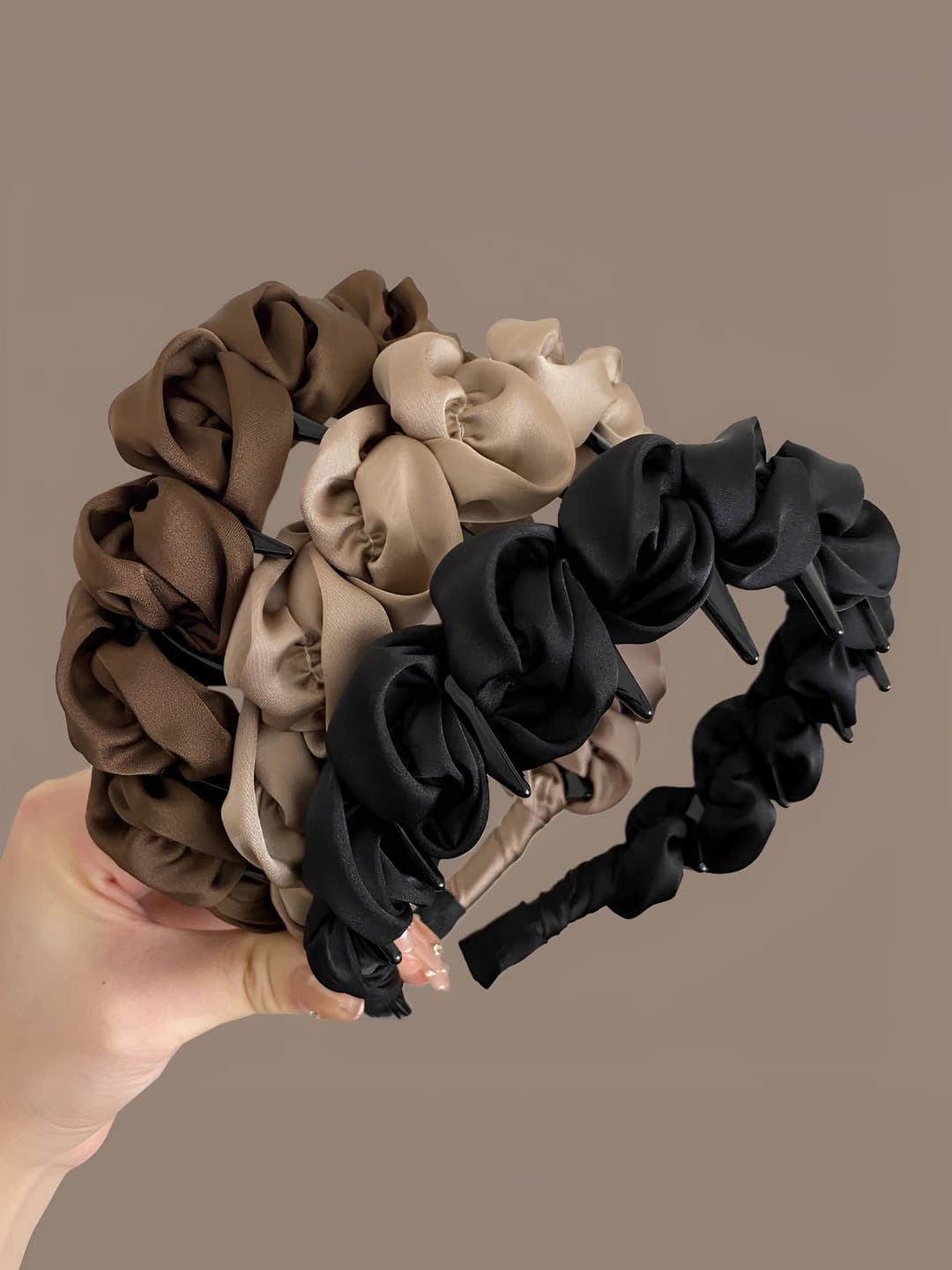 Women's satin ruffled headband, Japanese and Korean style, design element