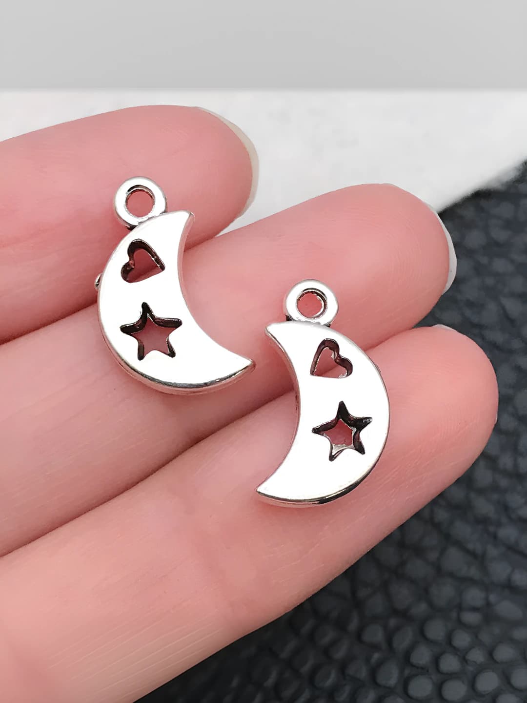 1 шт. старинное серебро персик сердце звезда луна 9x16.6mm-1g-10937