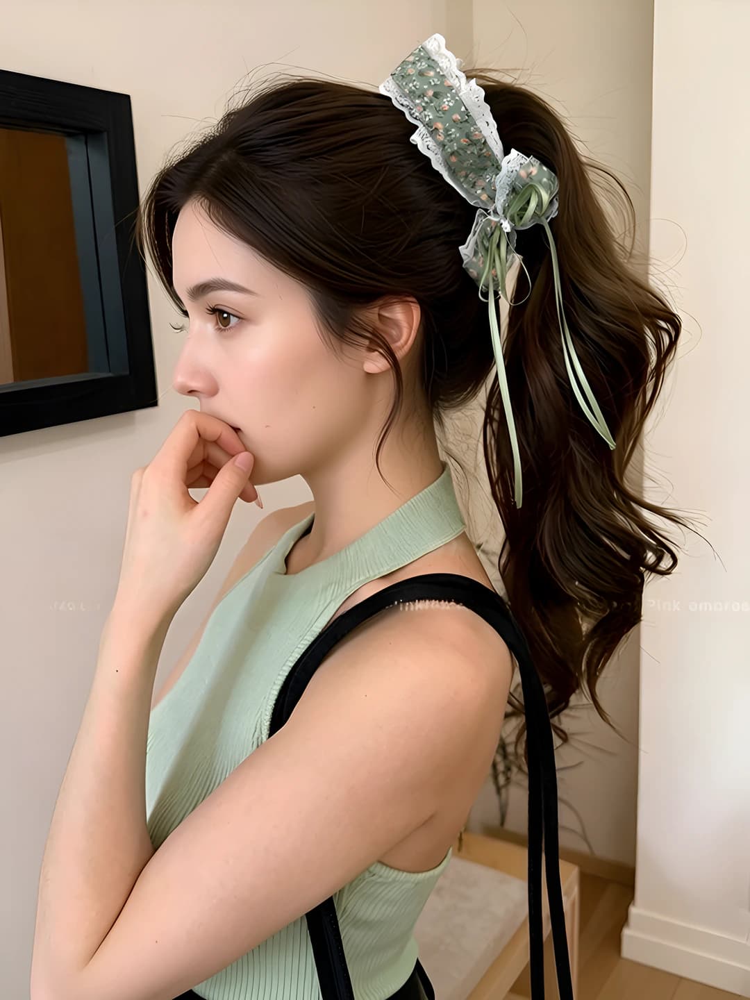 1# Bow clip - Green - base ~13cm - bow ~8cm