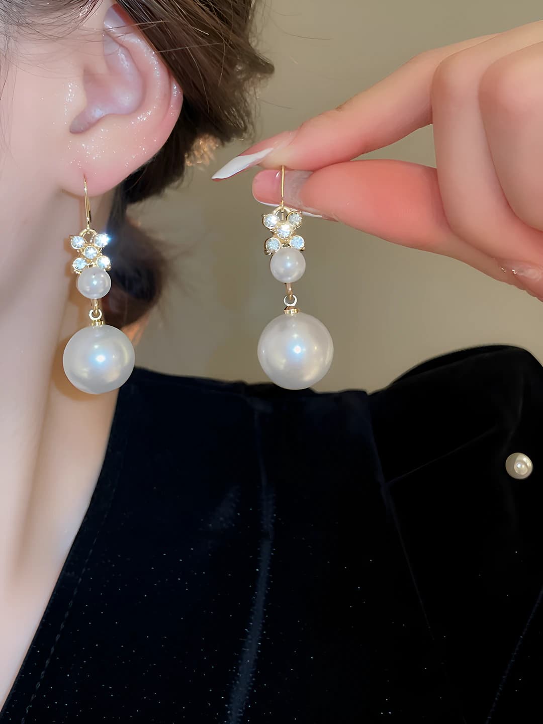 28# Кольцо-крючок - Золотой - Жемчуг 8-17mm