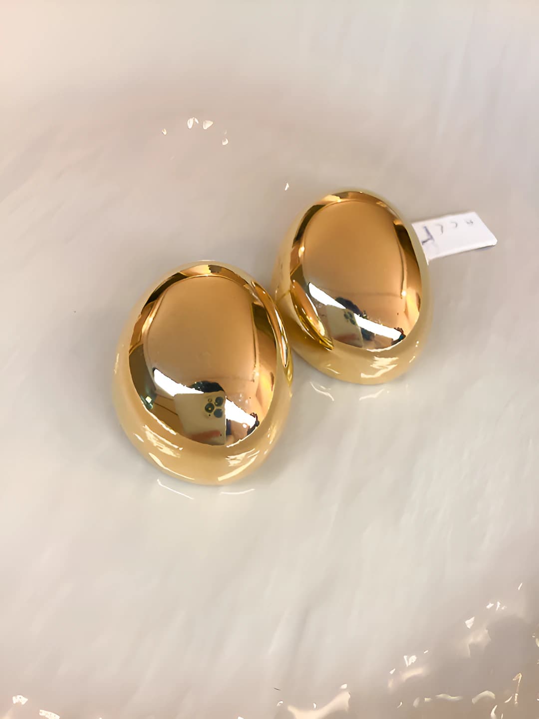 51# Silver post - Gold - Half oval stud