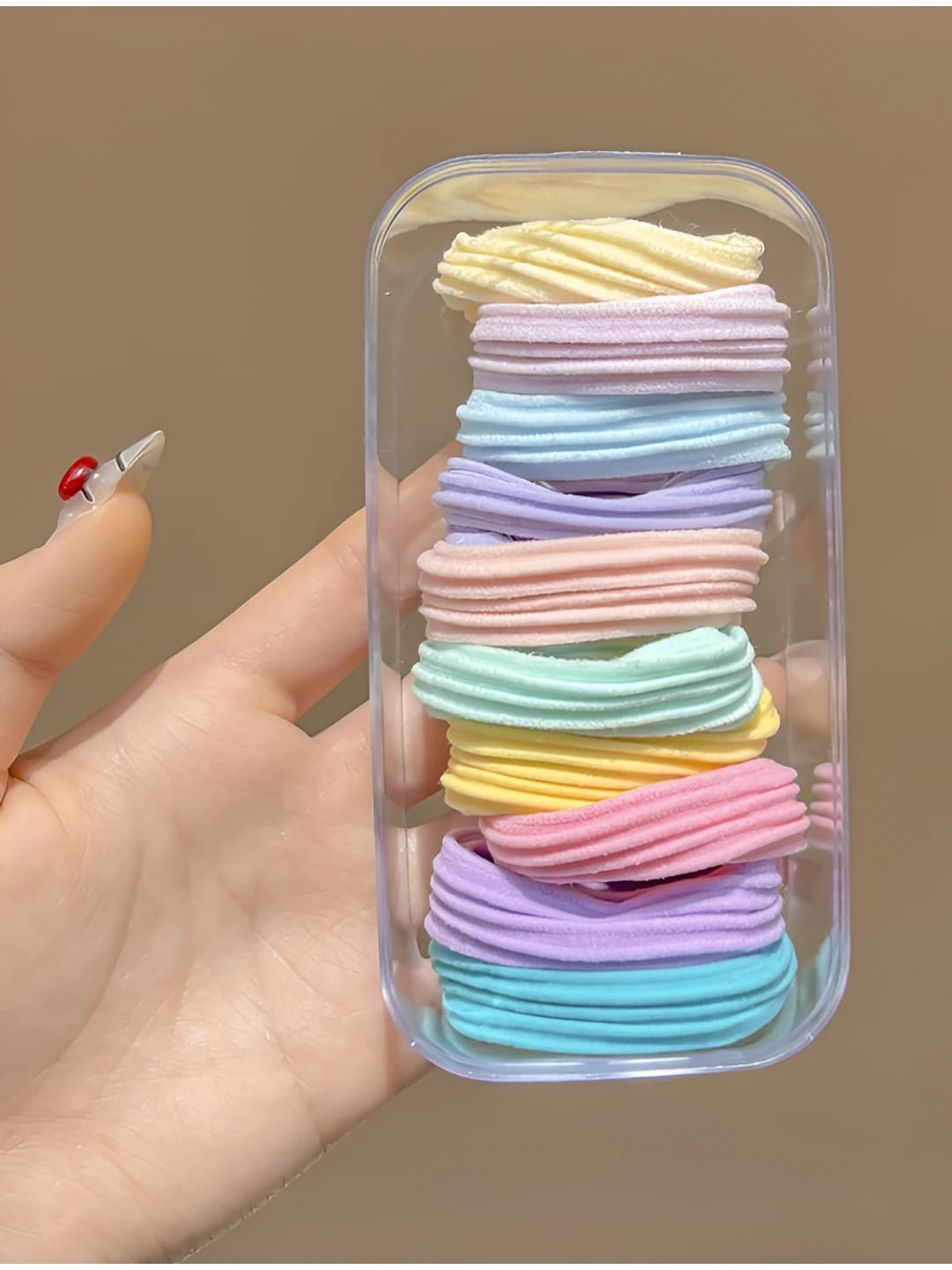 Candy color vertical pattern box hair ties - 10 pcs