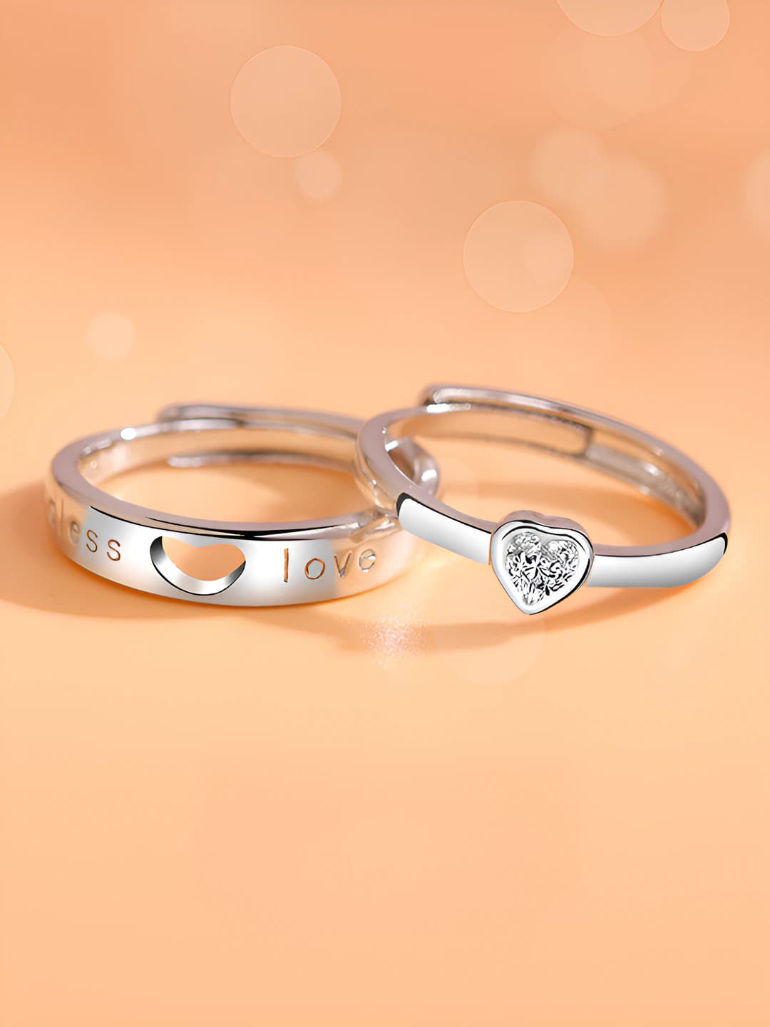 Women's couple's matching open ring pair, copper, heart shape, electroplated, korean style