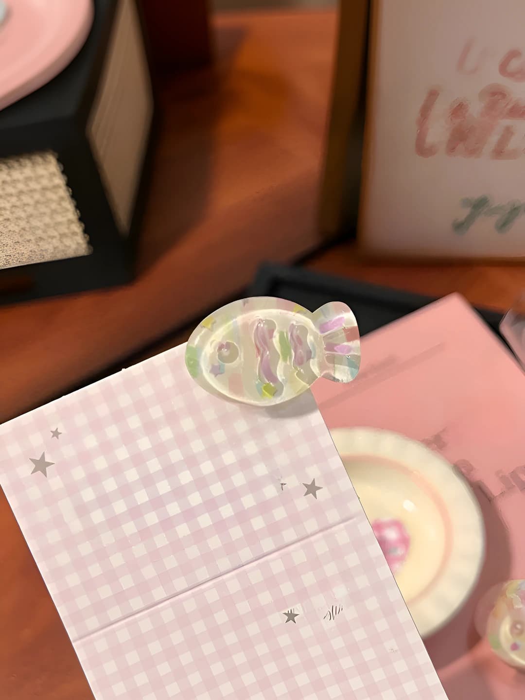 Jelly lemon and grape fish hair clip 3.2 cm