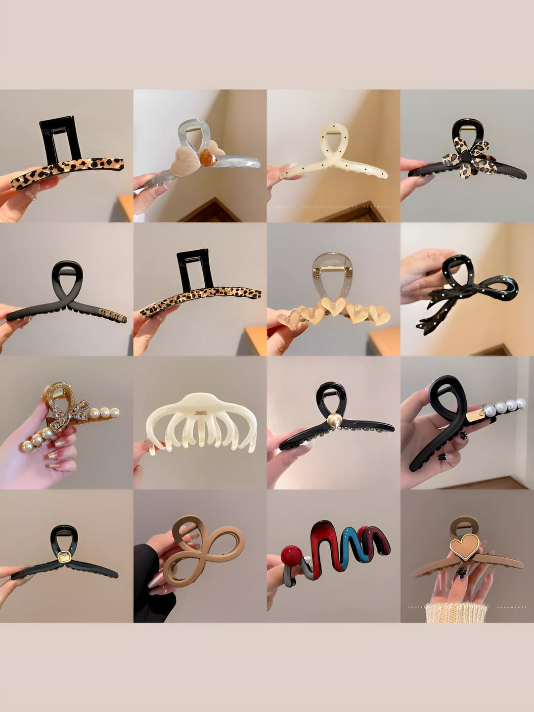 Women's hair clips and combs: large size, for thick hair, acrylic, heart-shaped, shark clip, minimalist, premium look