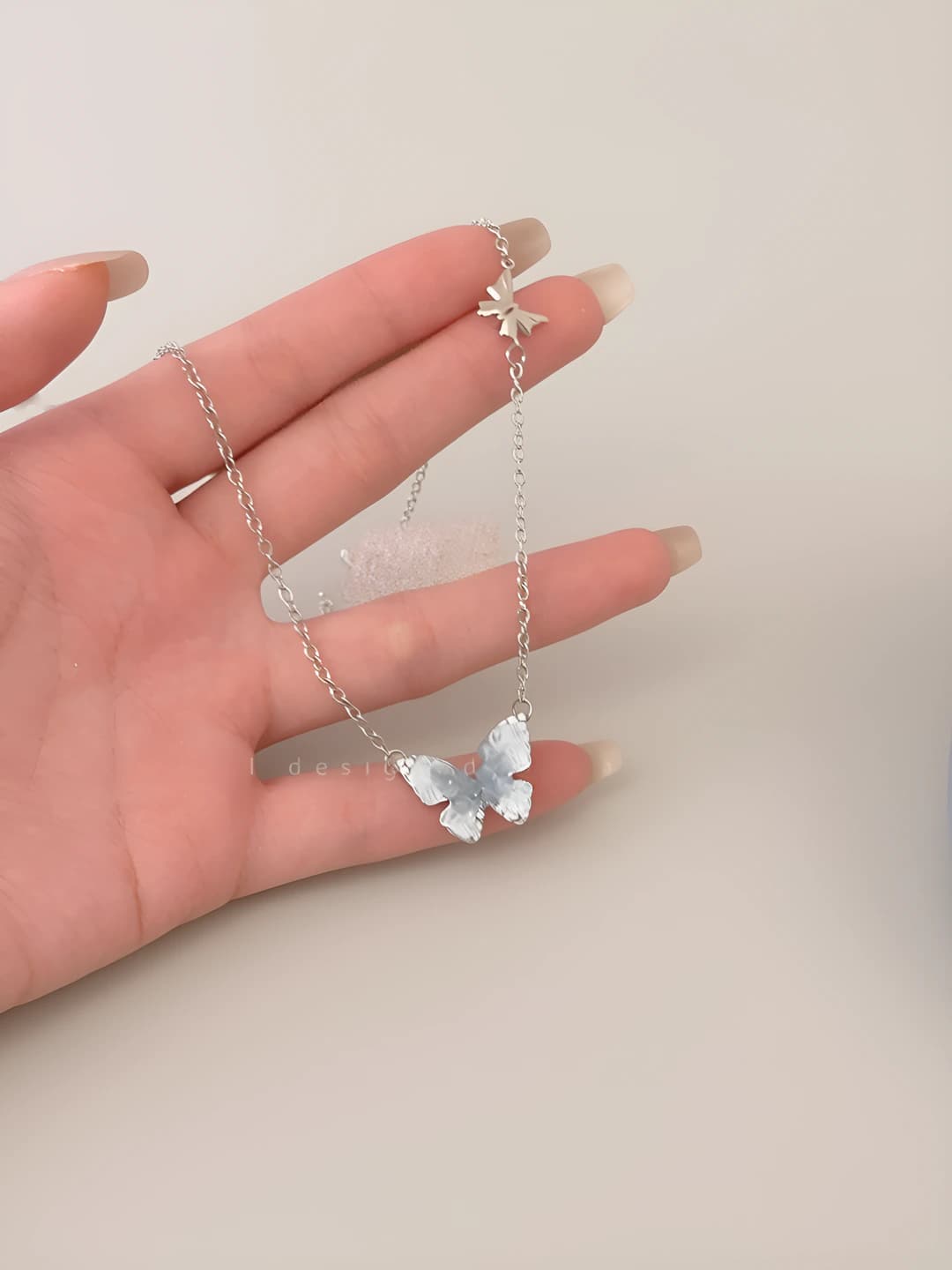 Blue crystal butterfly necklace