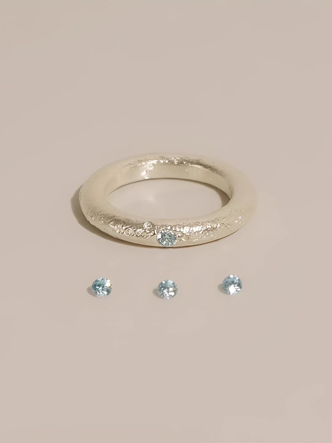 Women's adjustable geometric copper ring with blue zircon, Korean style