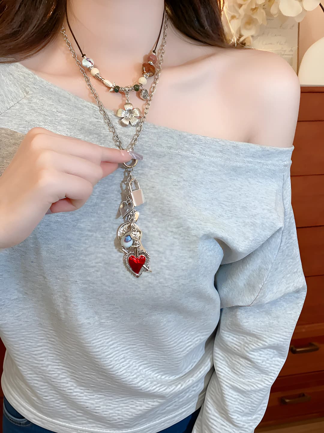 65# Ожерелье - Серебро - Кофейный