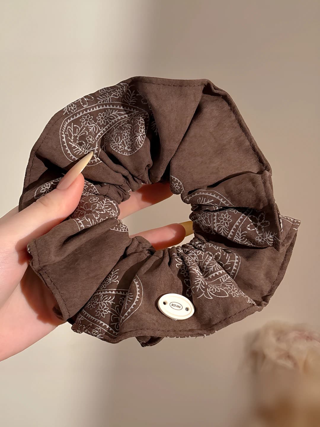 1# Coffee two-layer hair tie 16 cm