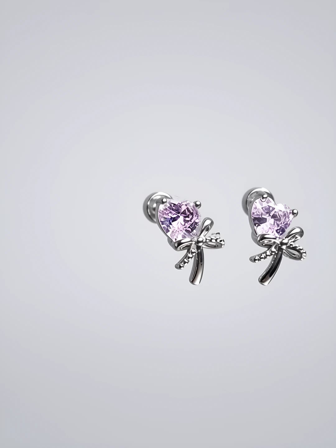Женские серьги-гвоздики bow stud с цирконием в форме сердца из титановой стали 316L, розовый цвет, геометрический элемент дизайна, стиль sweet cool