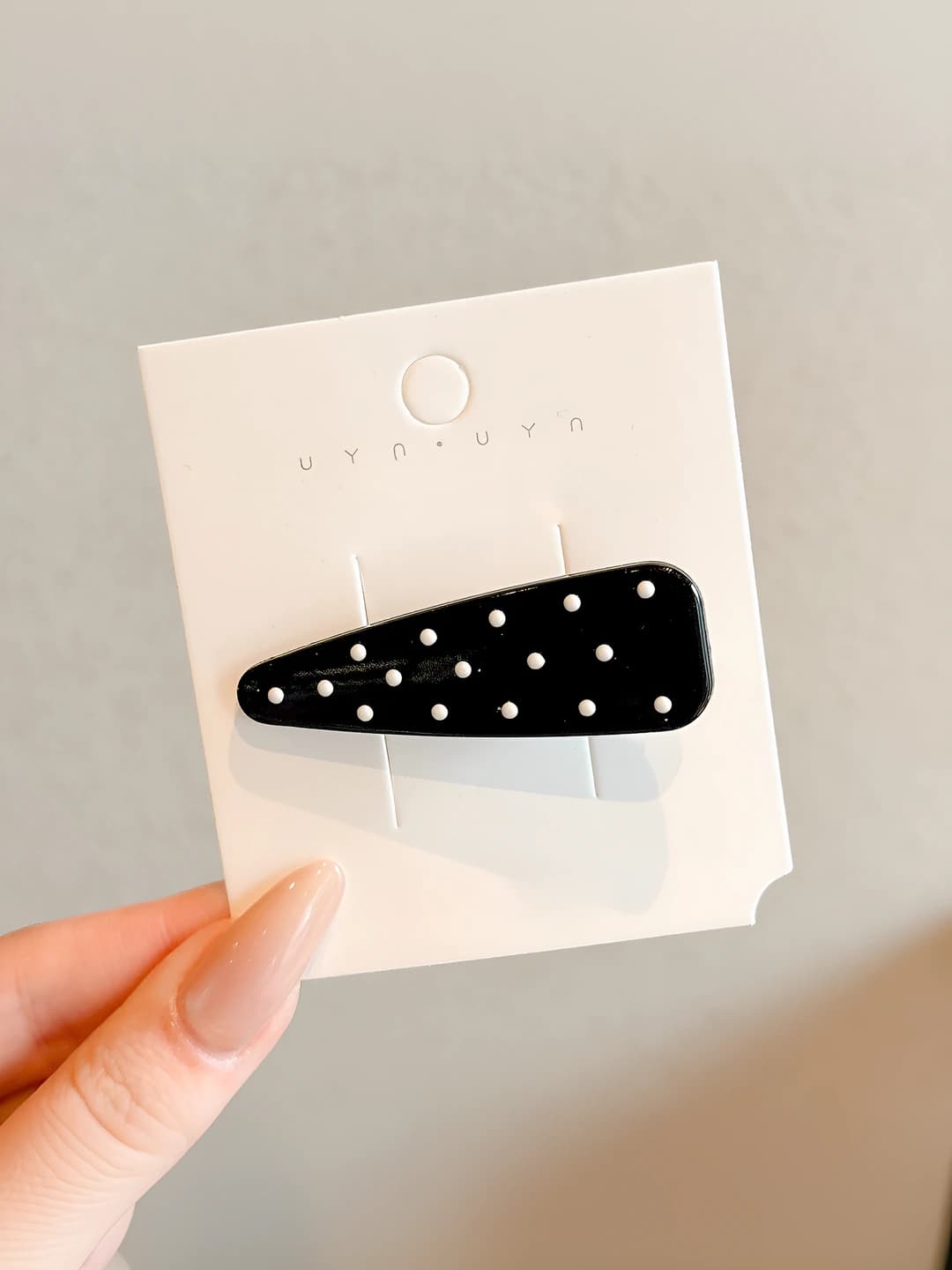 3# Black polka dot clip ~5.7cm
