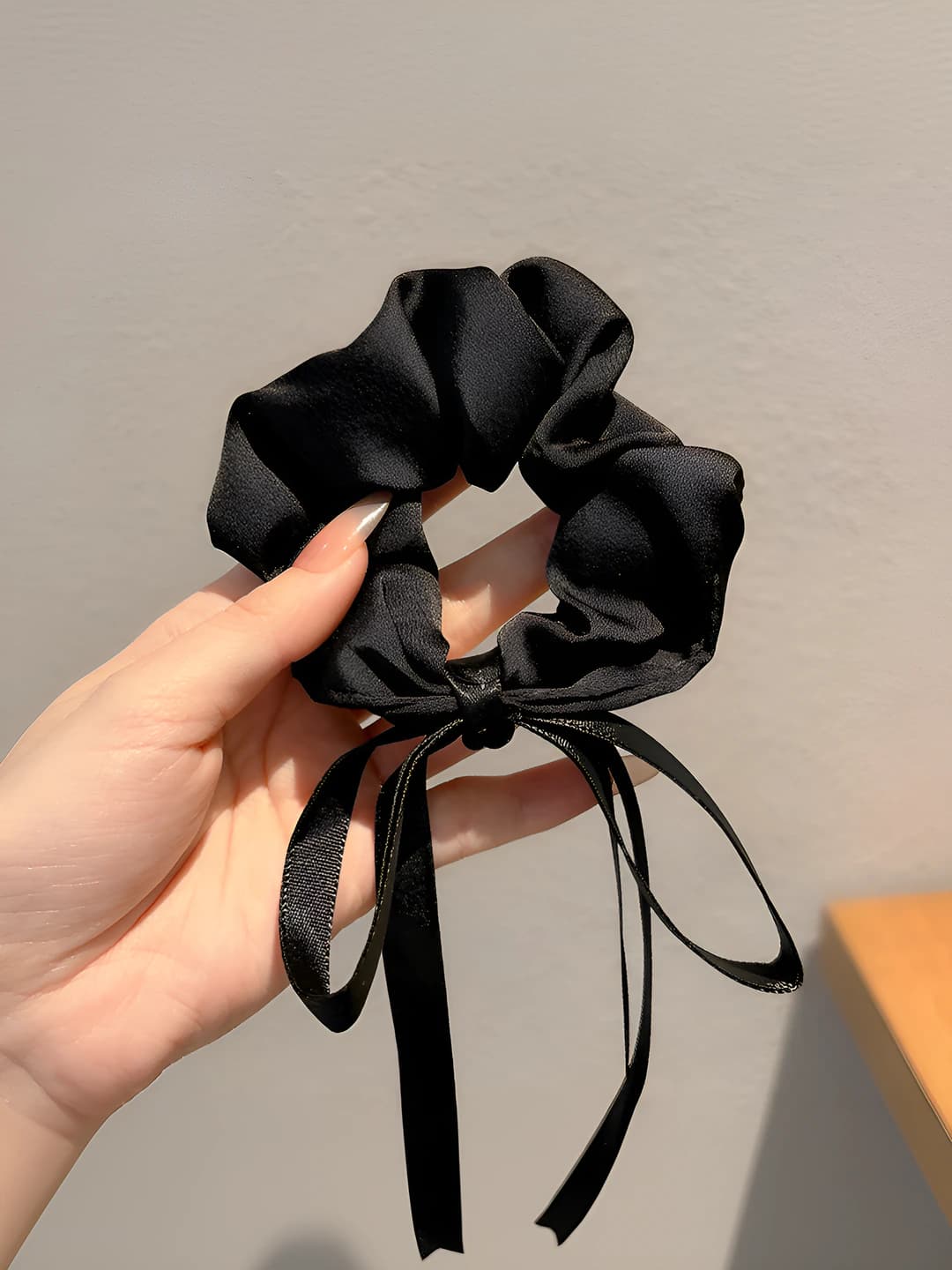 9# Black ribbon ring - 9 cm