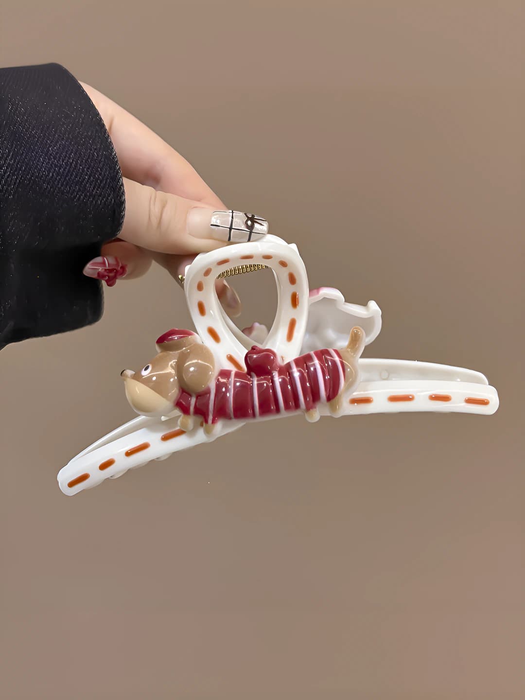 Red striped dog white PC clip-13 cm