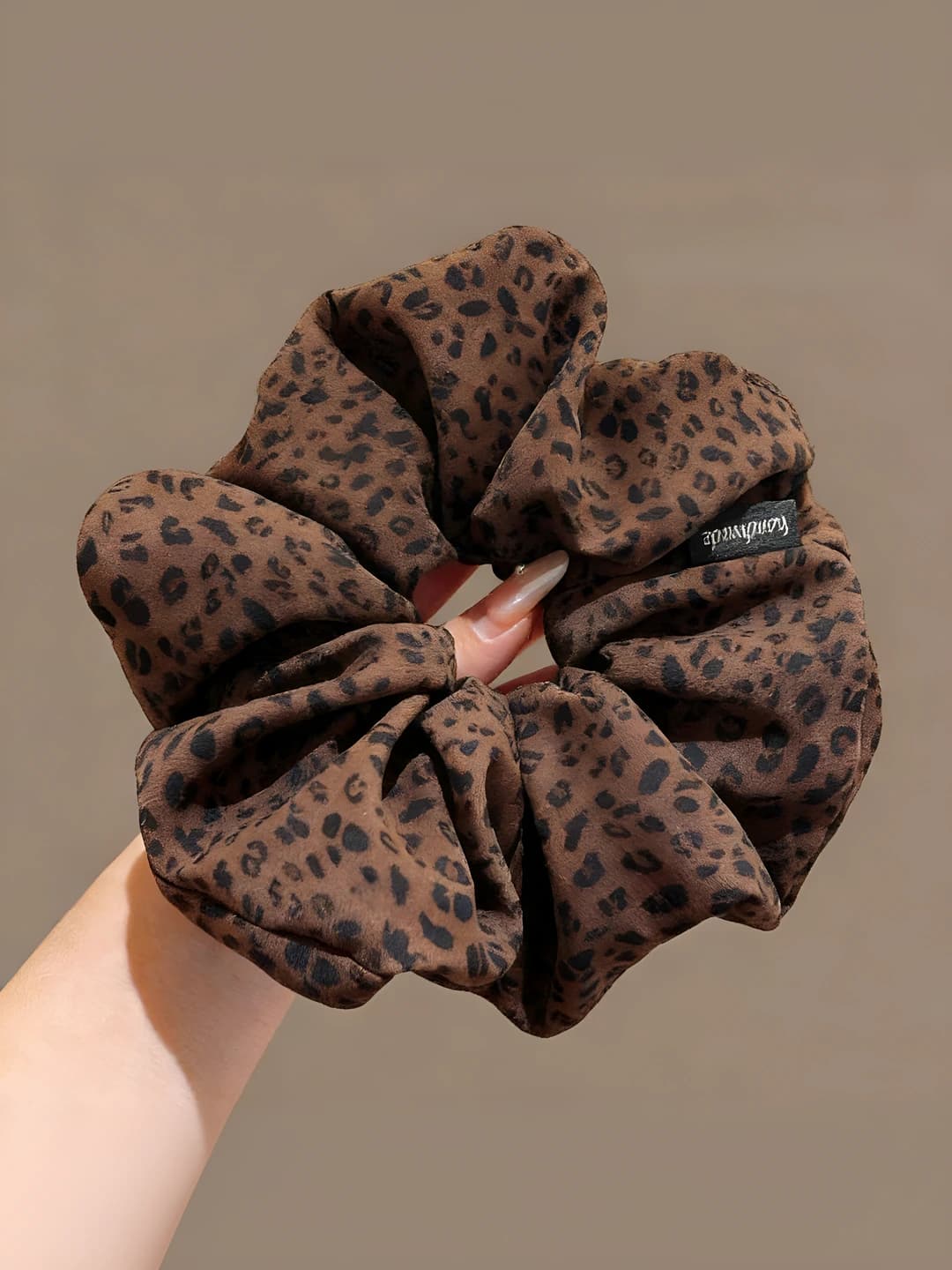 Dark coffee leopard unpressed edge approx 15 cm