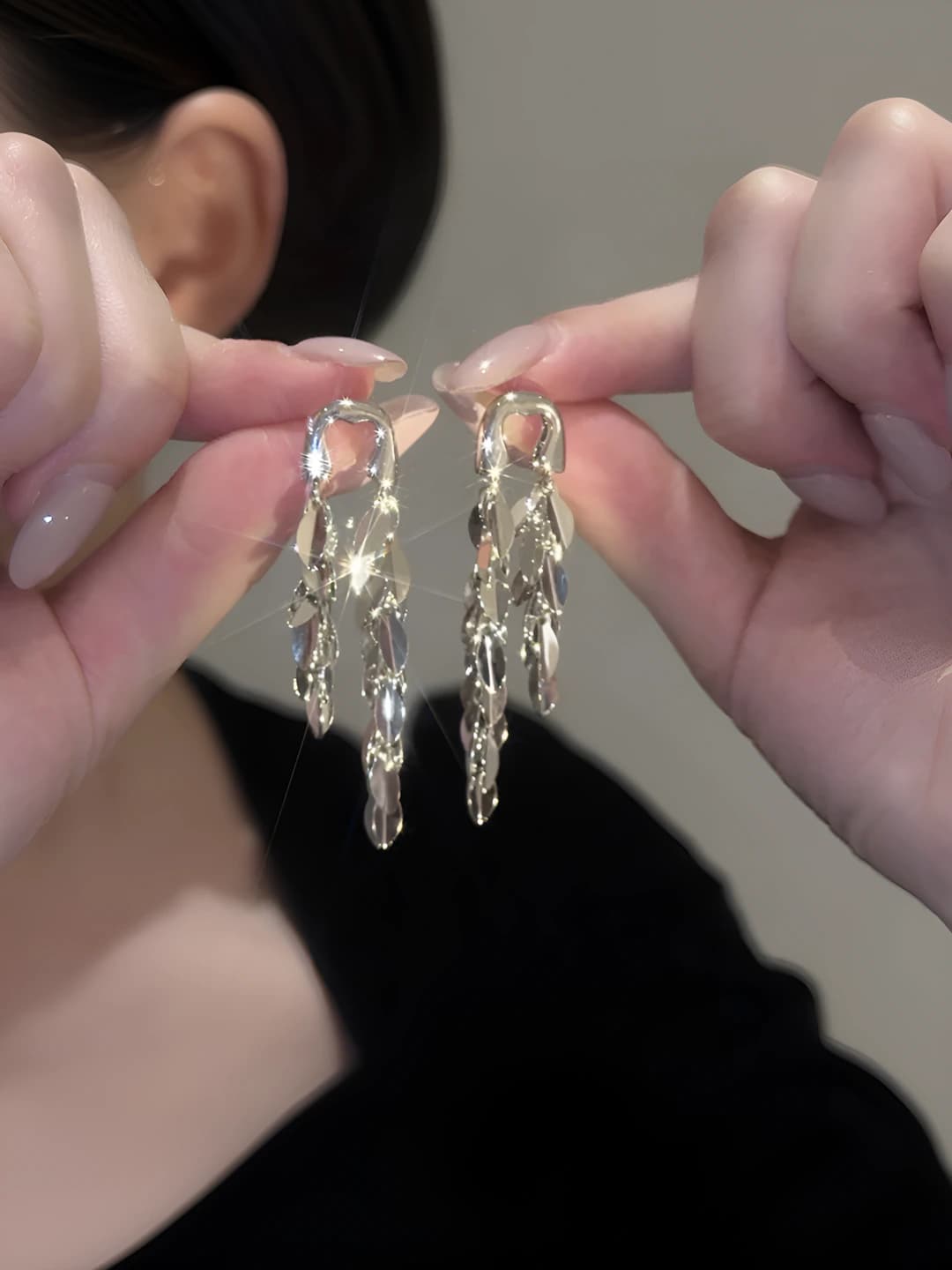 Wheat long earrings - silver