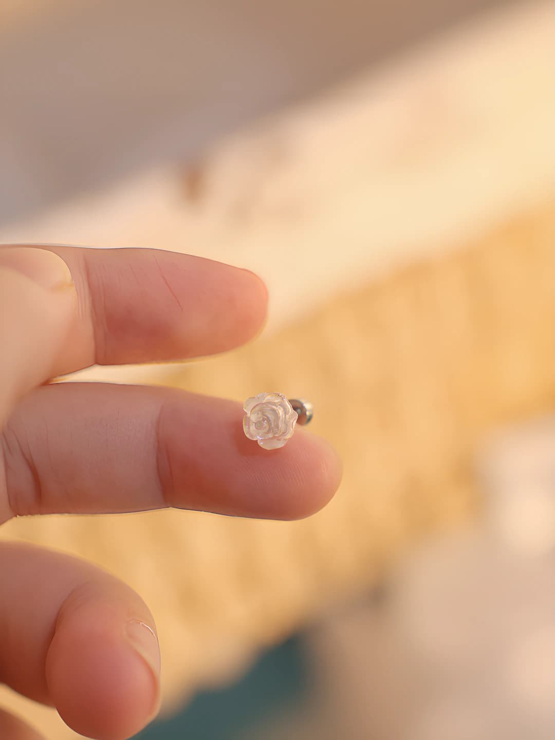 Clear resin rose spiral stud