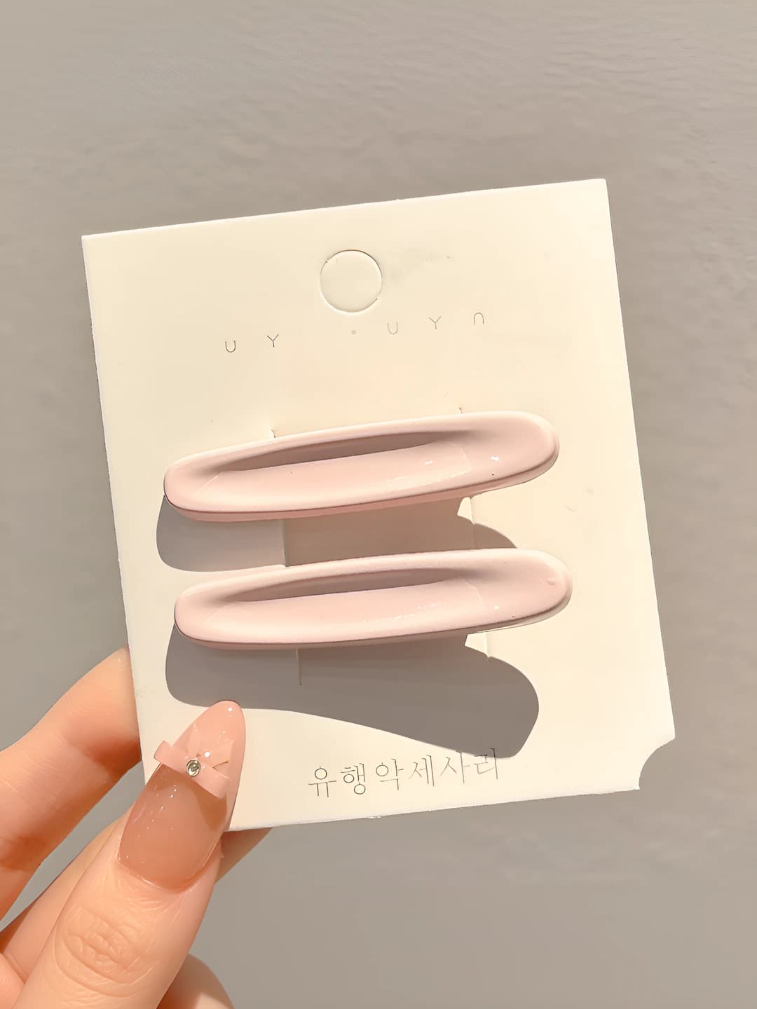 2# Rangli oval gulli soch to'g'asi Pushti rang Juft ~5.2cm