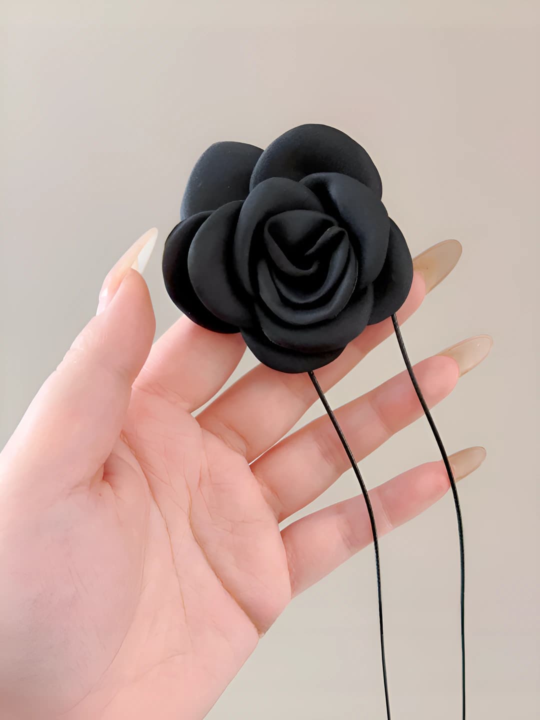 .3# Black fabric flower