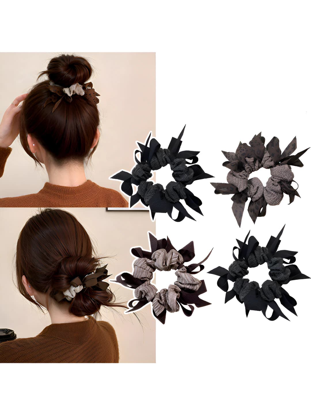 Women's stretchy velvet hair tie in cartoon style