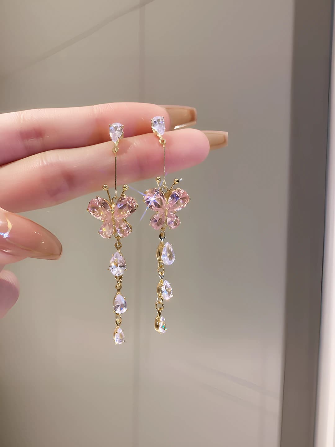 22# Silver pin - Pink - Butterfly