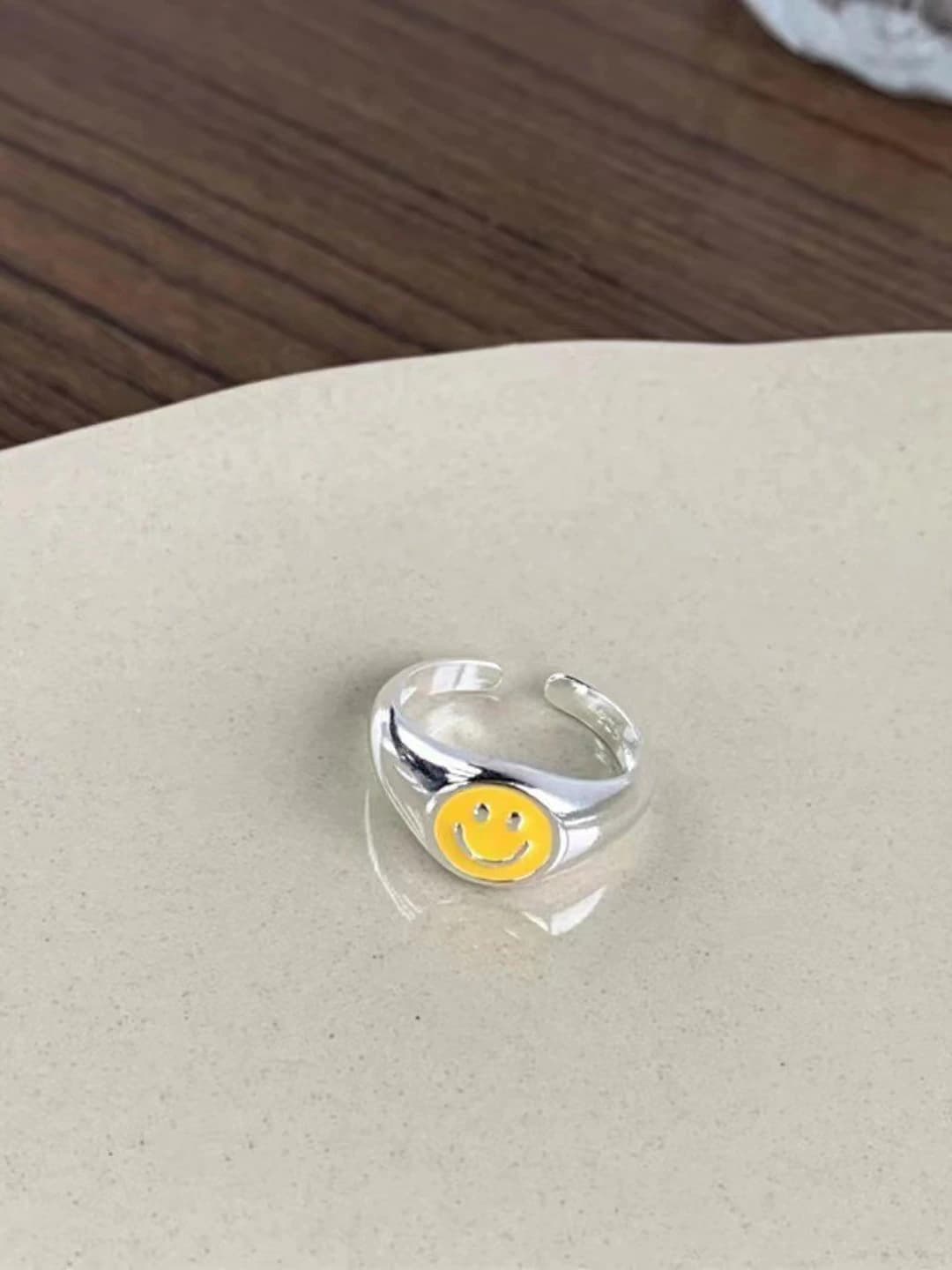 Cream yellow smile ring