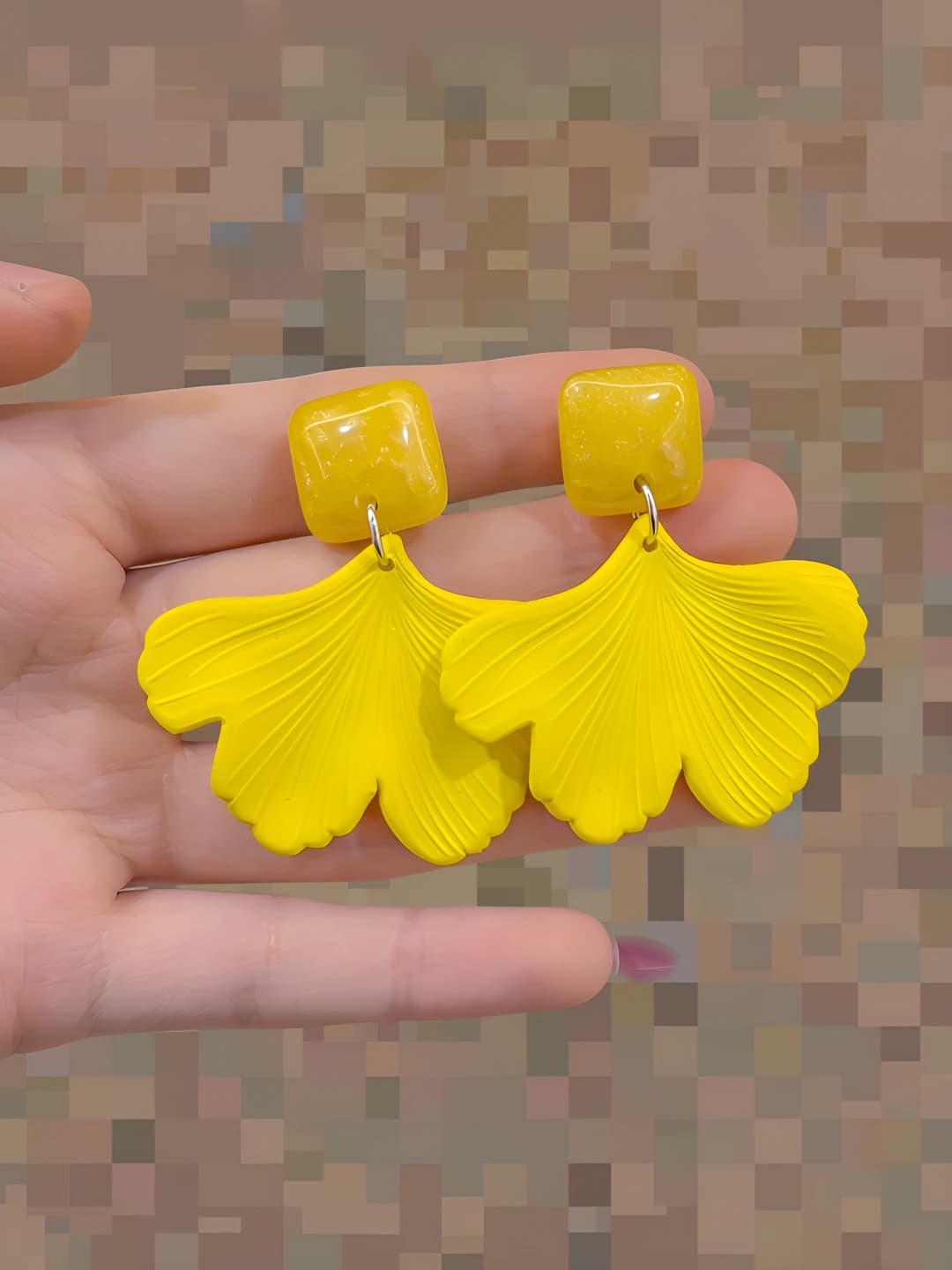 Yellow maple leaf clip-on earrings