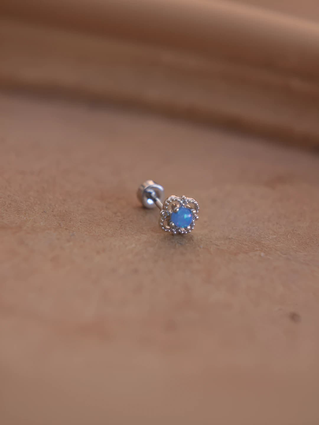 Blue opal spiral stud