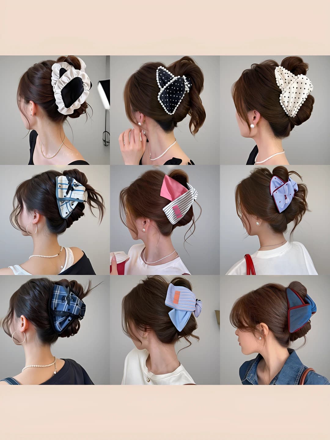 Women's retro large polka dot hair claw clip