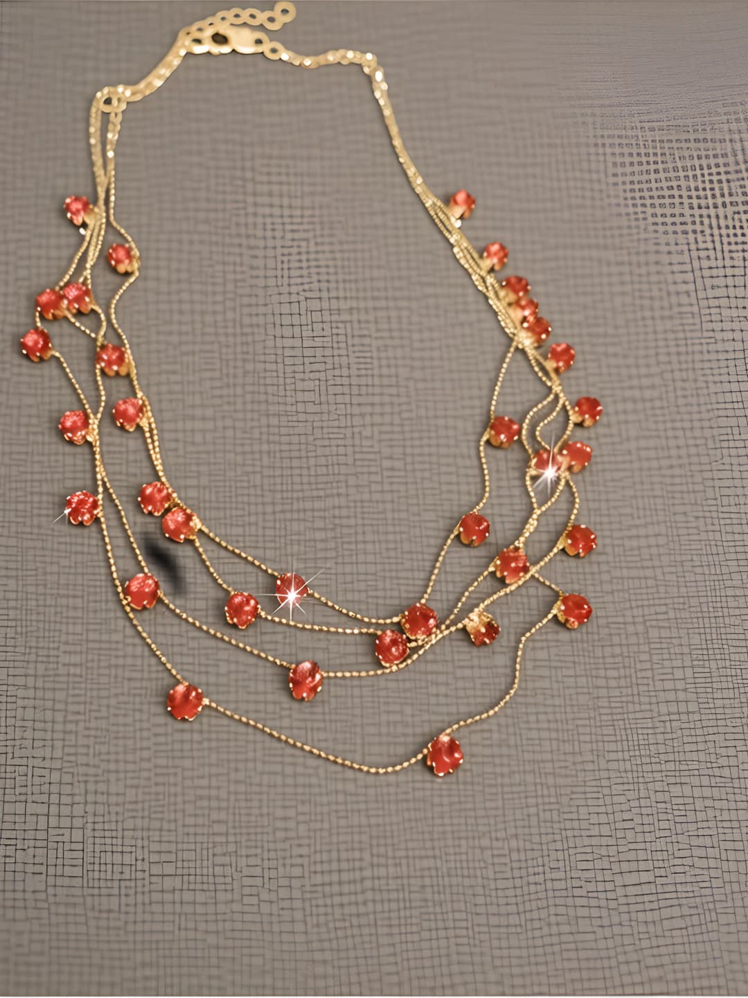 4# Necklace - Gold - Red