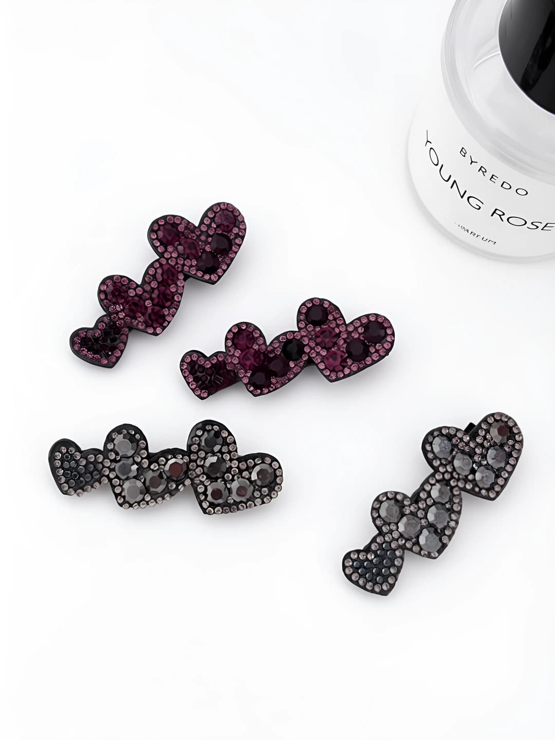 Women's retro rhinestone heart hair clips
