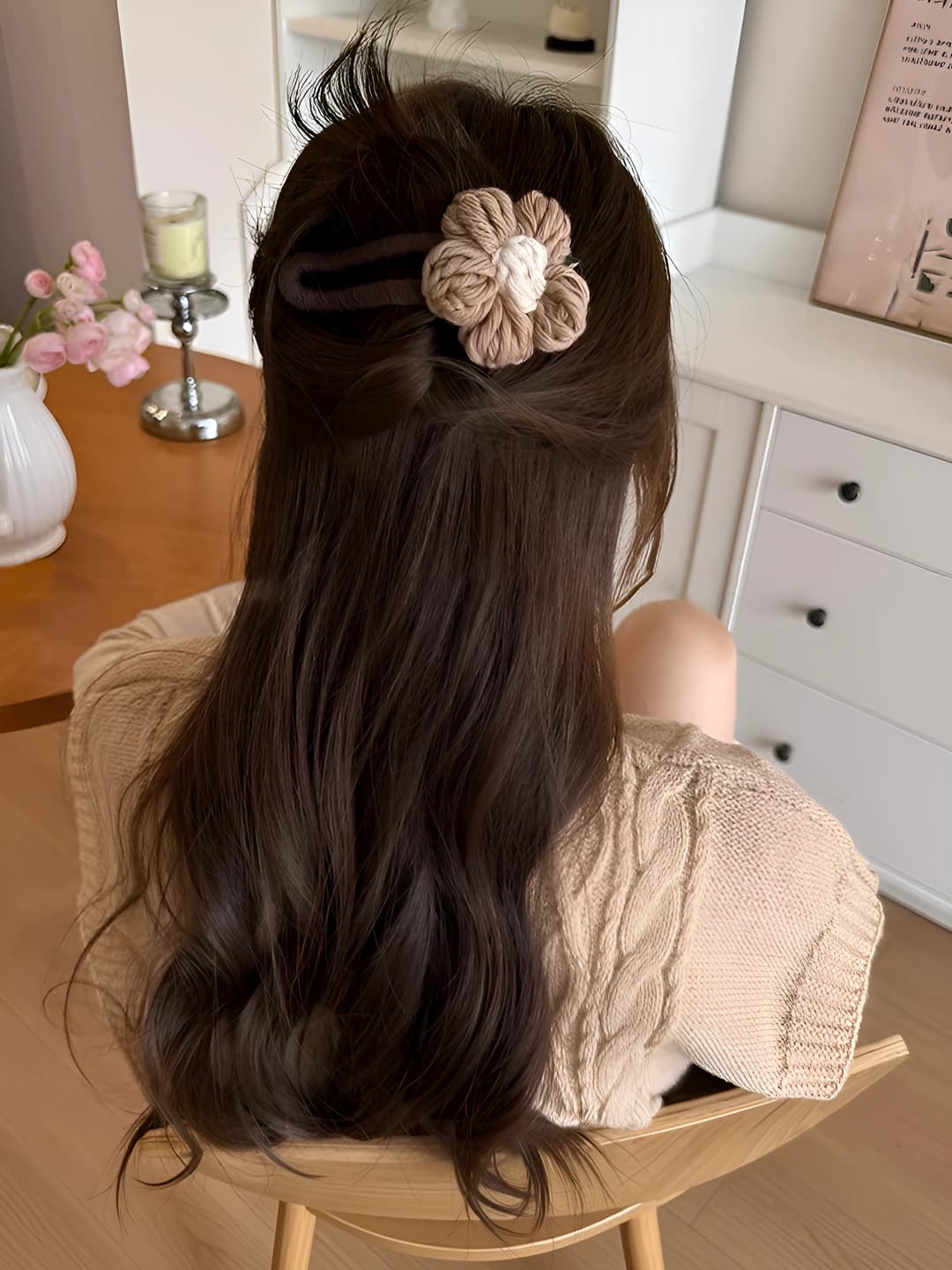 2# Milk coffee large flower clip one