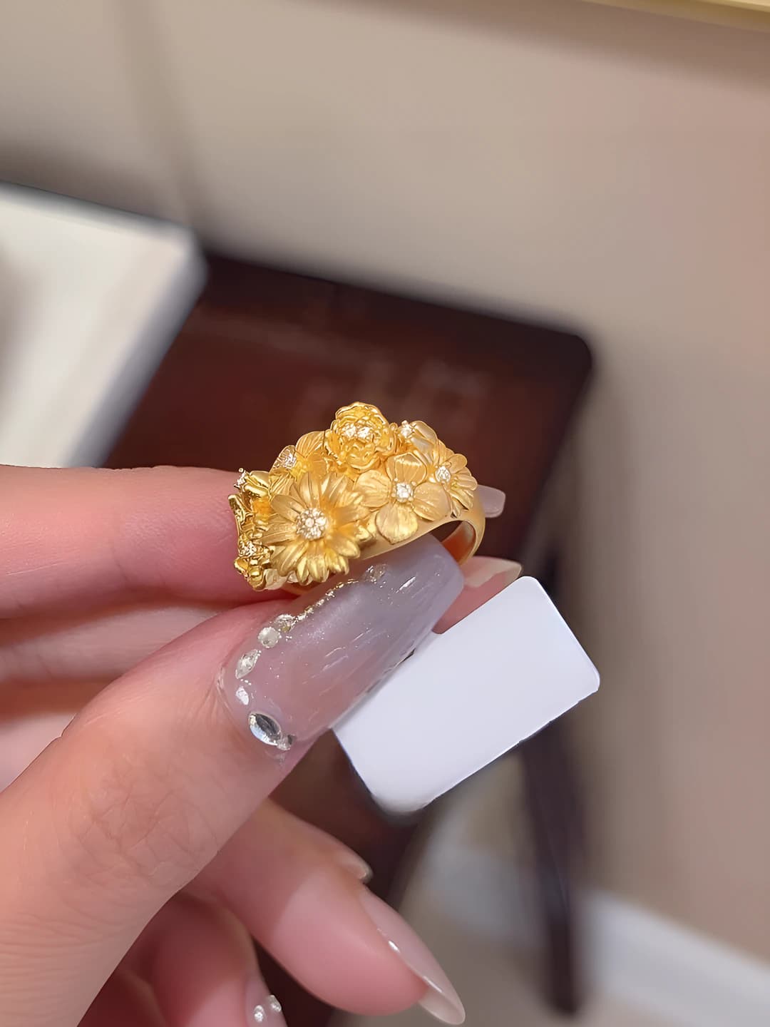 Brushed floral ring (gold)