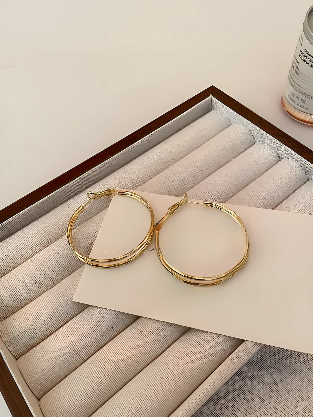 Gold double hoop earrings