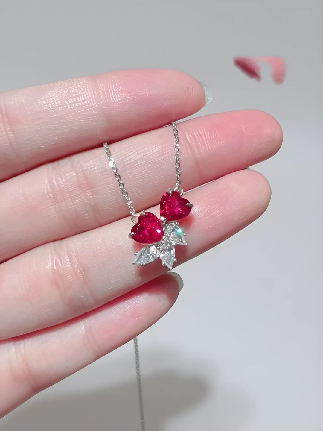 Double heart necklace [40+5 cm]
