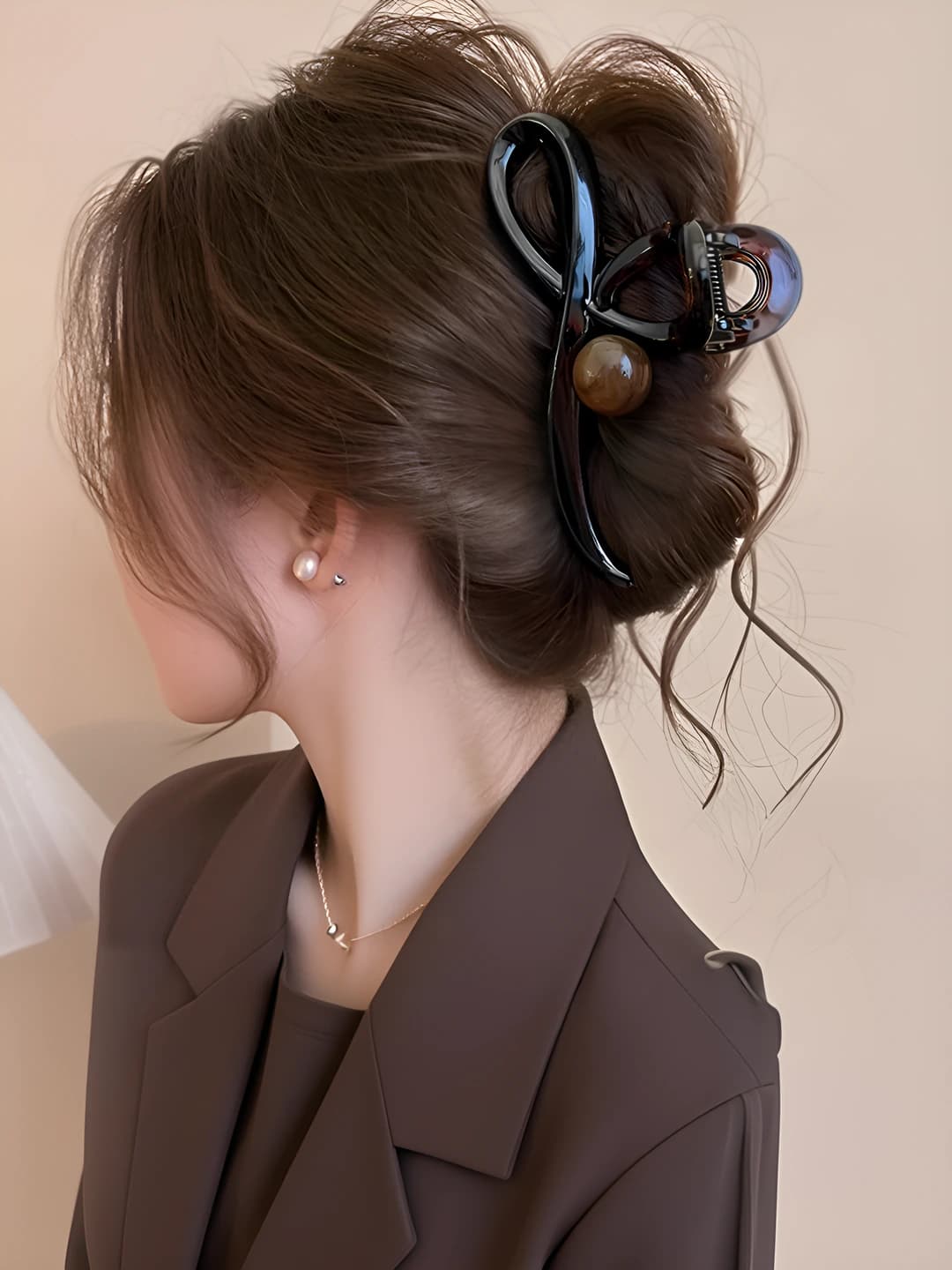 4# [Caramel pearl large clip 13cm