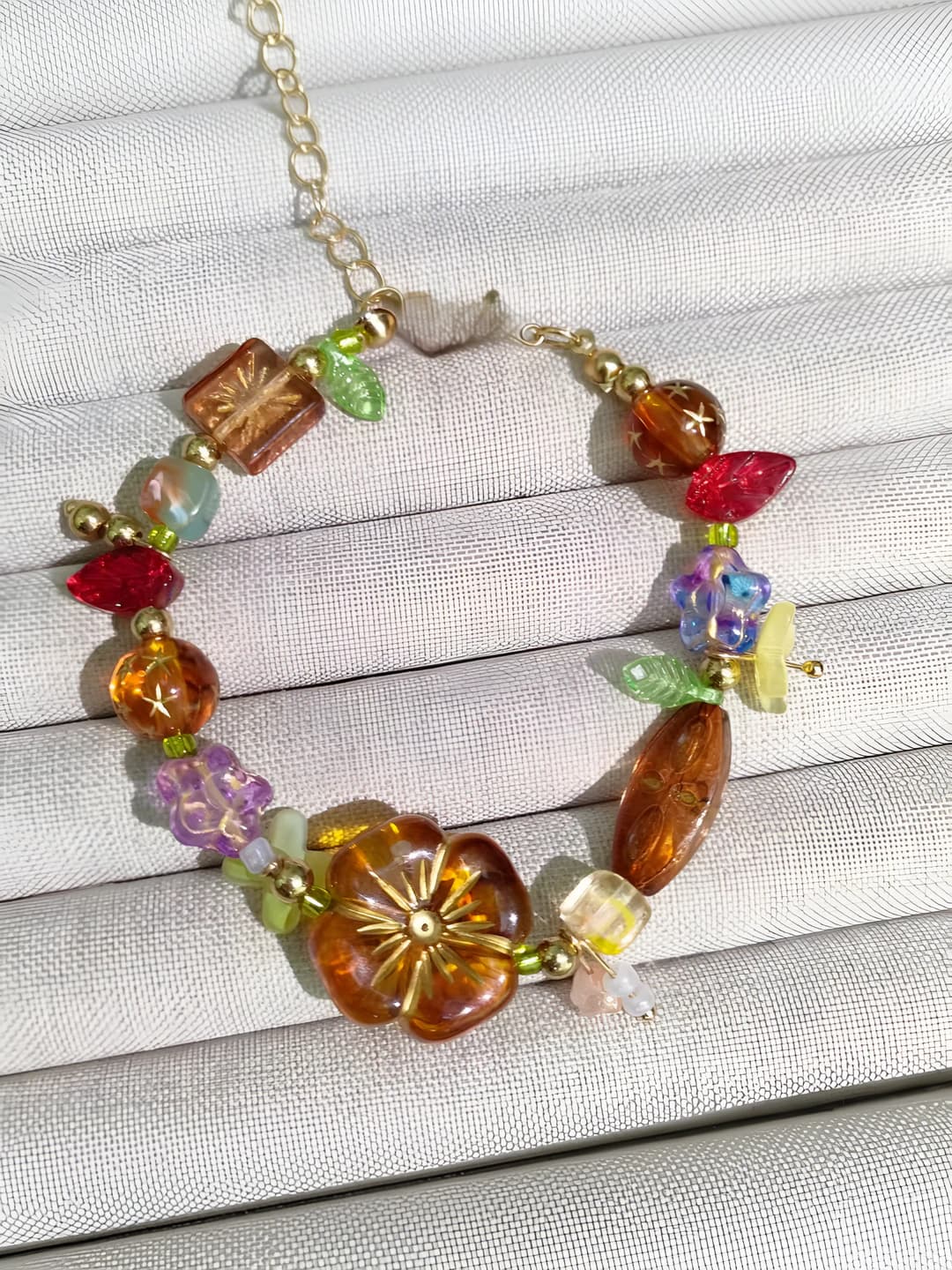 Brown floral bracelet