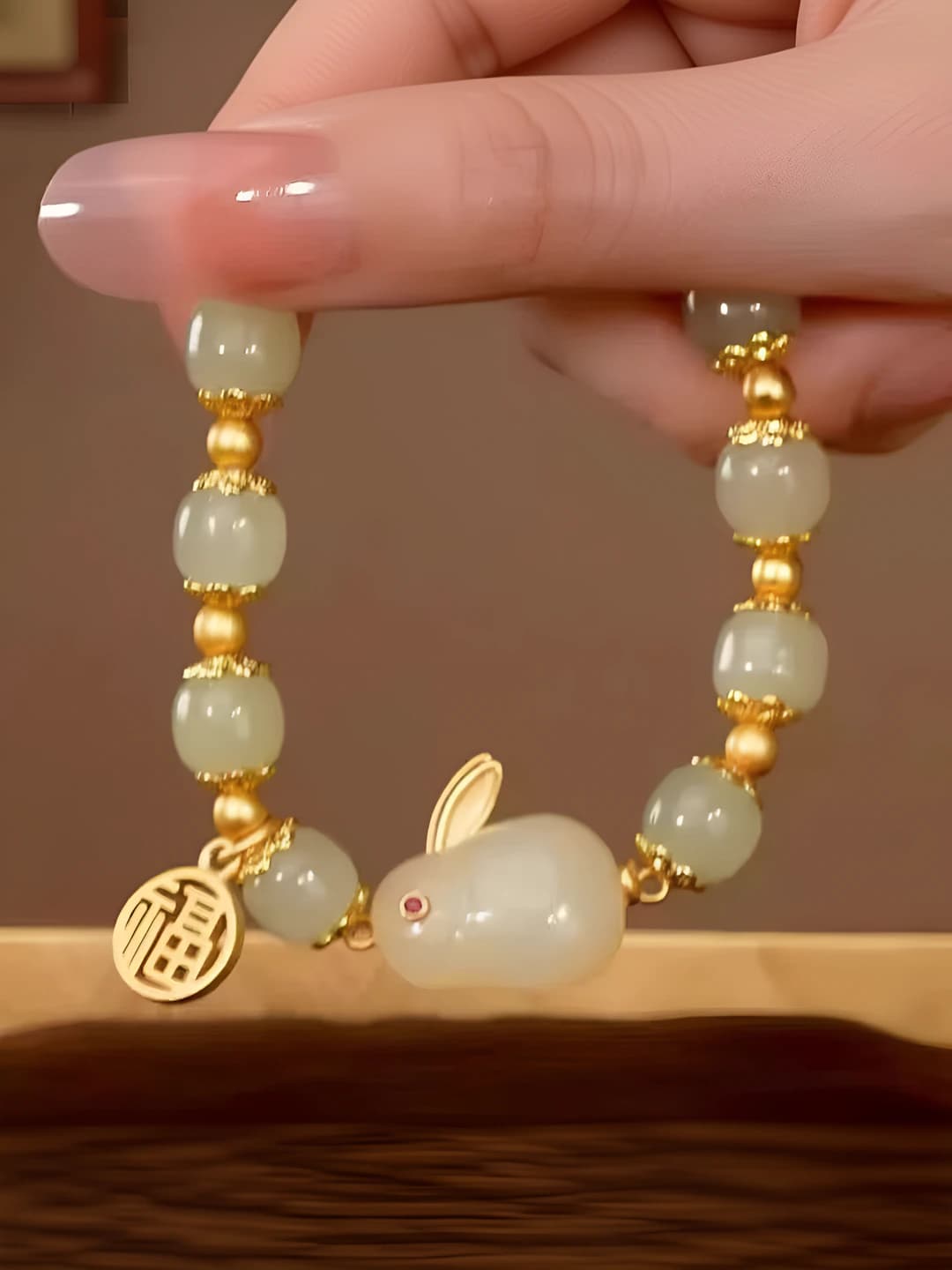 Green jade rabbit bracelet