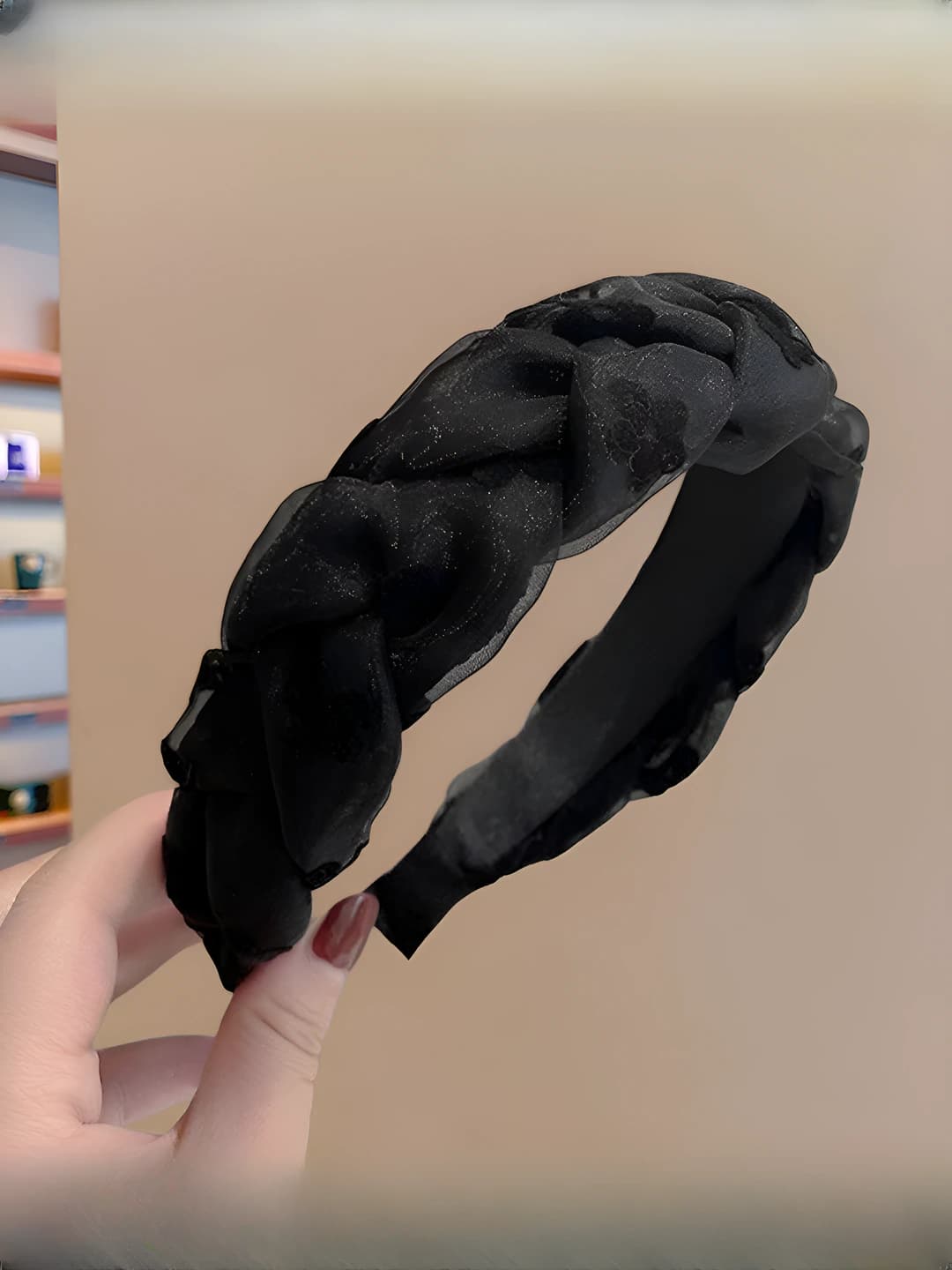Black floral headband
