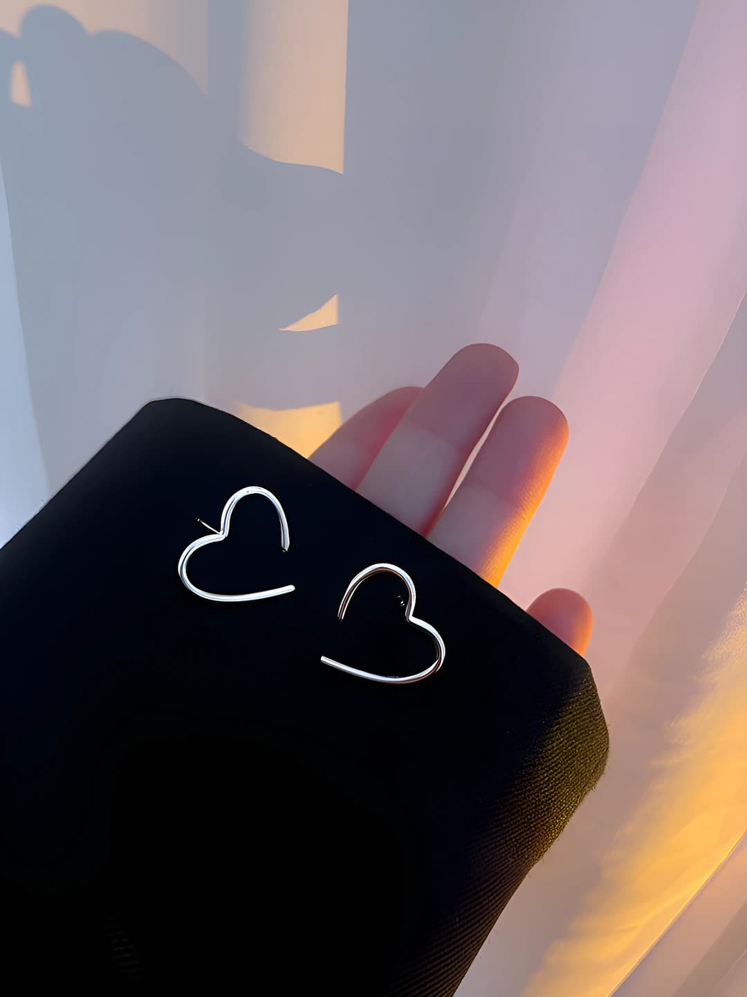 Line Large Heart Studs